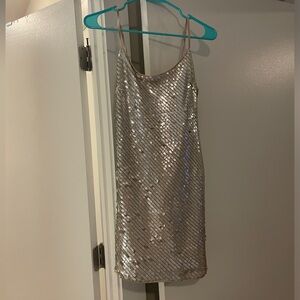 Gold glitter sequin dress